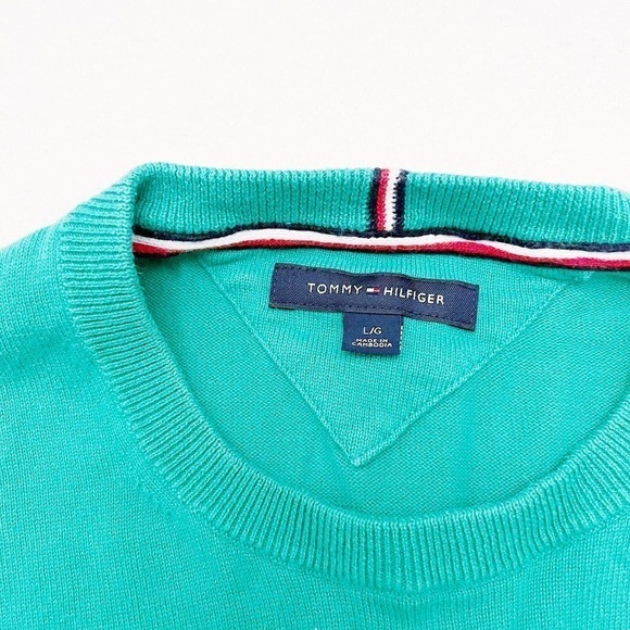 Tommy Hilfiger Turquoise Crewneck Sweater SZL - Picture 3 of 4
